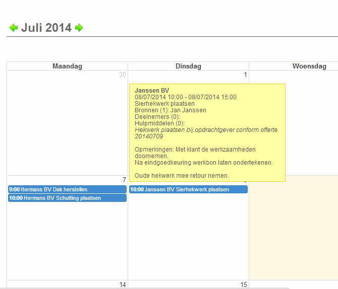 Planningprogramma-kalender